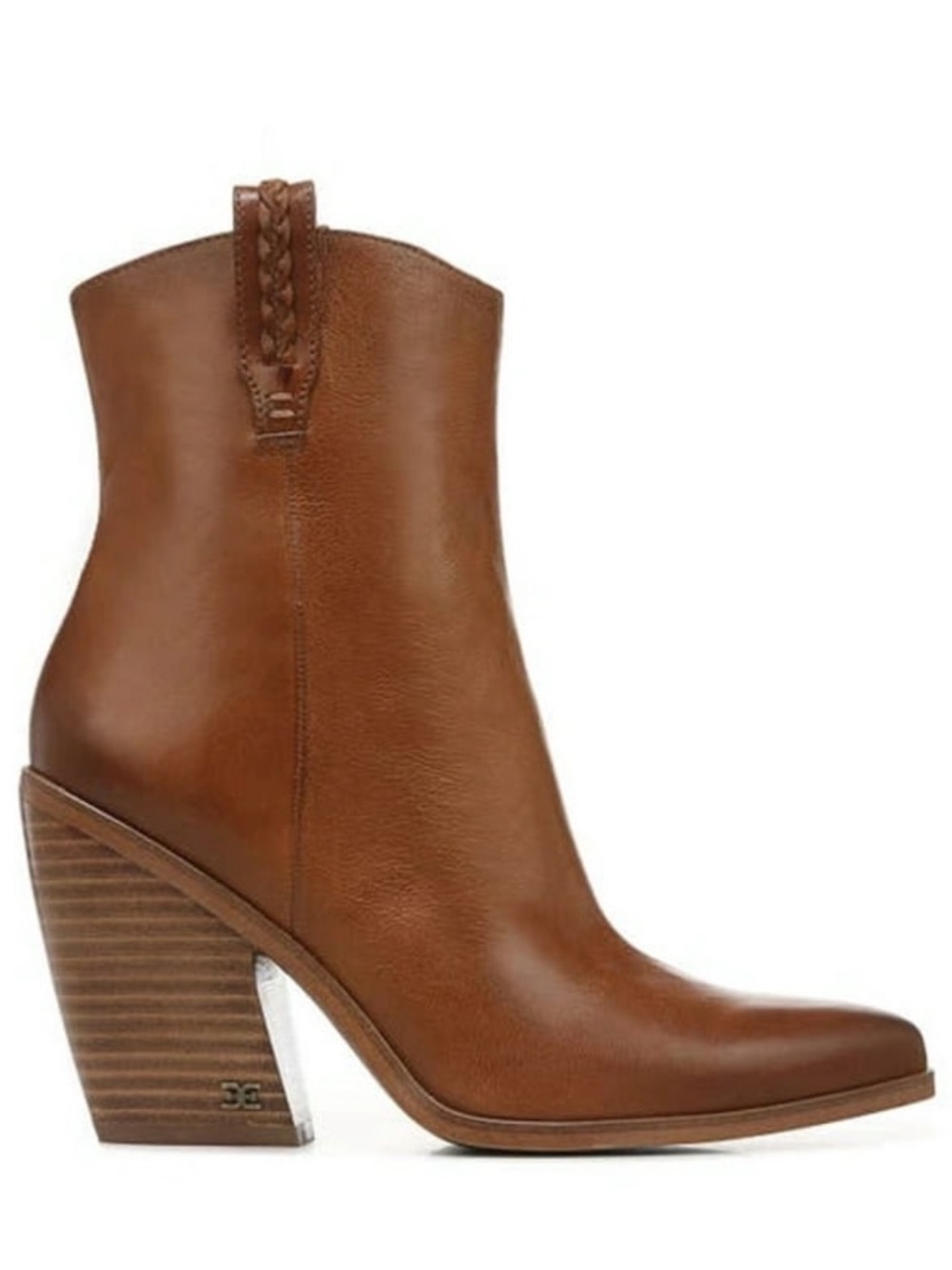 Sam Edelman Leather Pointed Ankle Boot in Copper Brown western style
